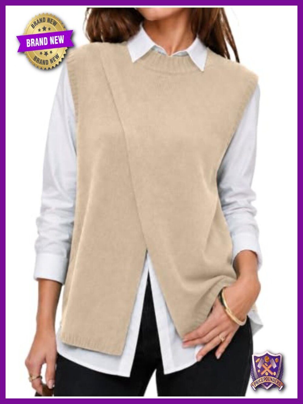Women's Mock Neck Sleeveless Long Knit Sweater Vest Business Casual Layering Top